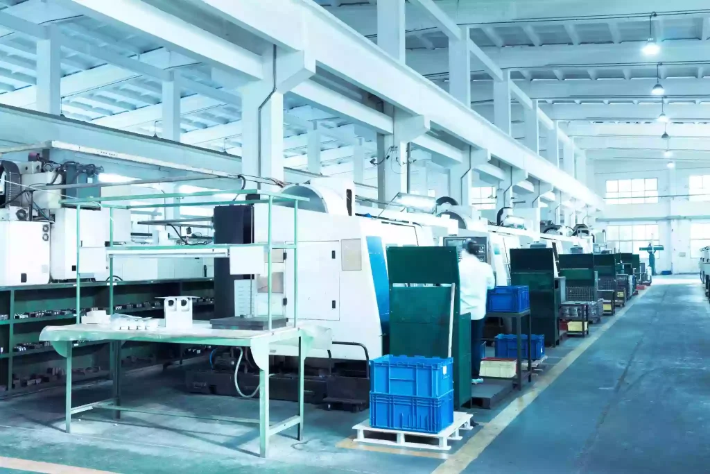 modern automatic robot assembly line in factory of heavy industr