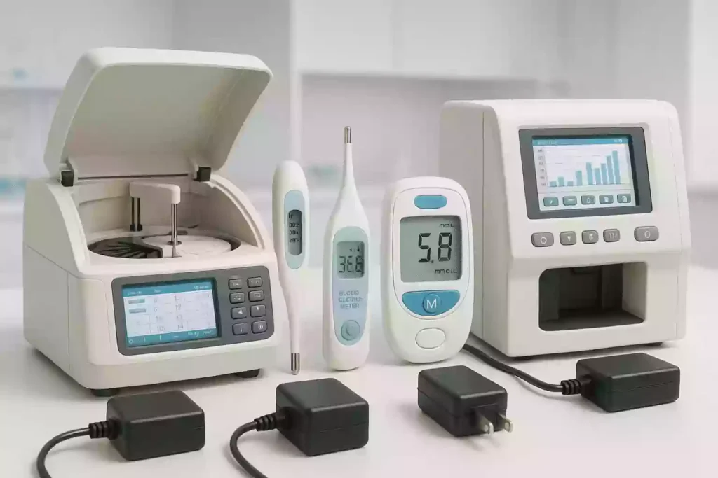 What is CNC Machining Polypropylene (PP)? 3 In vitro diagnostic (IVD) equipment components made from polypropylene (PP), used for handling chemical reagents in laboratory testing systems, showing precision plastic parts designed for stable and contamination-free operation.