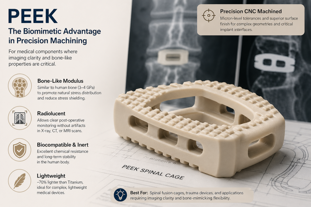 PEEK vs. Titanium in CNC Machining: Which is Superior for High-Precision Medical Components? 2 Complex CNC machining of Titanium components requiring advanced cooling and tooling