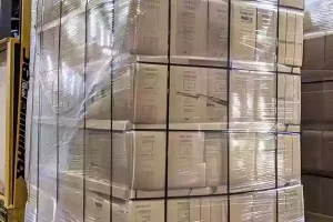 Locations 60 securing palletized freight with stretch wrap