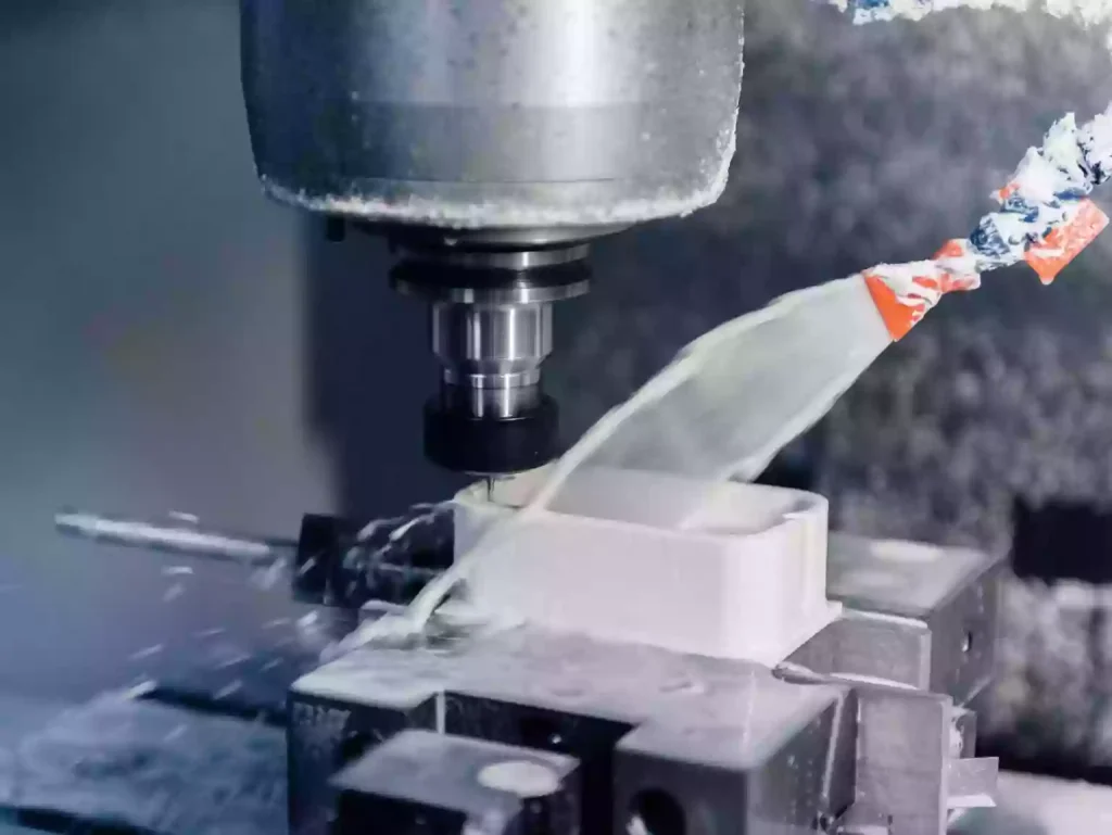 PPS CNC Machining Guide: The Engineering Guide to Precision Machining PPS Plastic 2 Air cooling used to stabilize temperature and improve cutting performance in PPS machining.