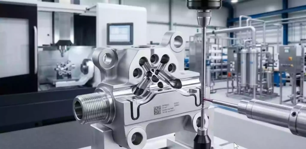 Selecting the Best Stainless Steel Grade for CNC Machining: A Technical Guide 3 Advanced 5-axis CNC milling of high-grade stainless steel, utilizing high-pressure cooling systems to manage thermal stability and tool wear.