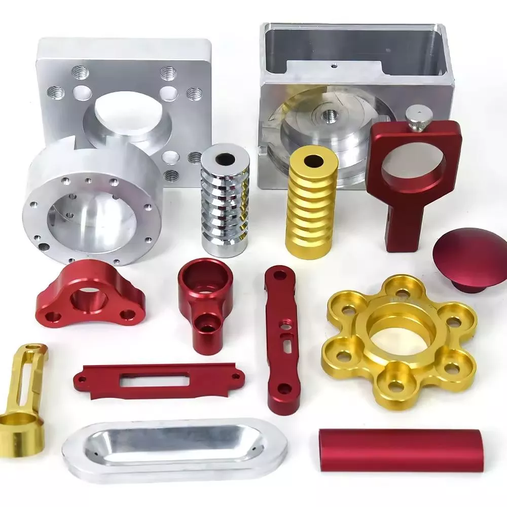 Types of Surface Treatment for CNC Machining 1 Showcase of CNC-machined parts with different surface treatments, including anodizing, sandblasting, polishing, and other surface effects.