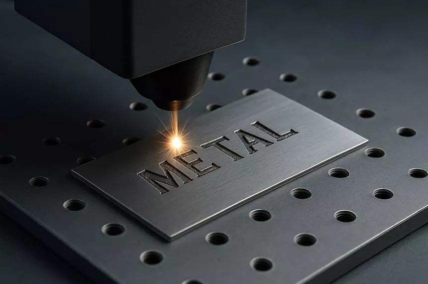 Types of Engraving 4 Fiber laser engraving a permanent identification mark on a metal component.
