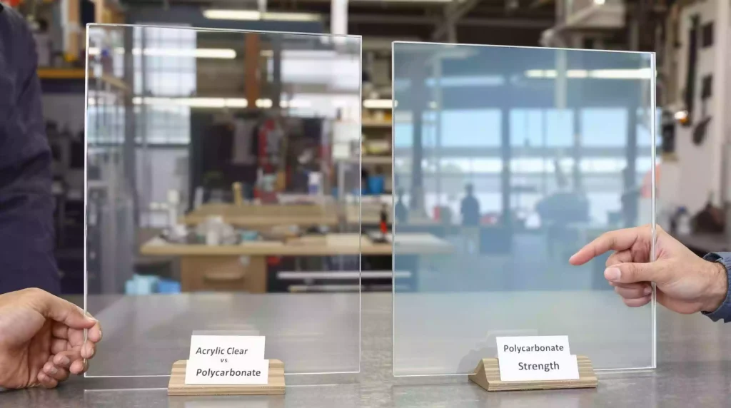Polycarbonate vs Acrylic: Differences, Pros and Cons, and How to Choose the Right Material 1 Acrylic (PMMA) and polycarbonate (PC) transparent plastic material comparison